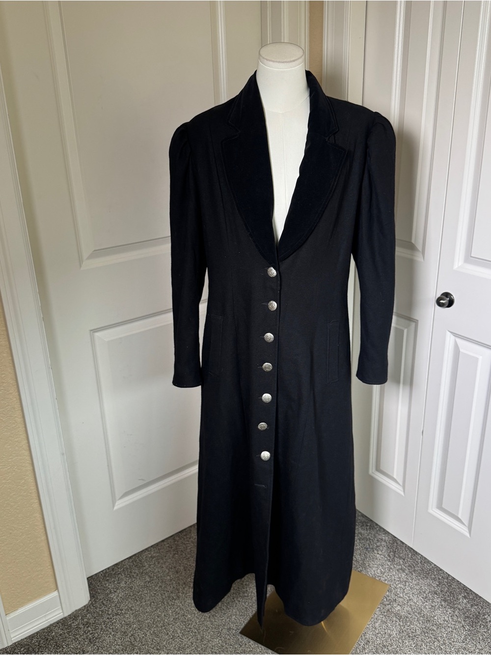 Vintage Red River Collection Western Duster Coat Black USA Womens 12